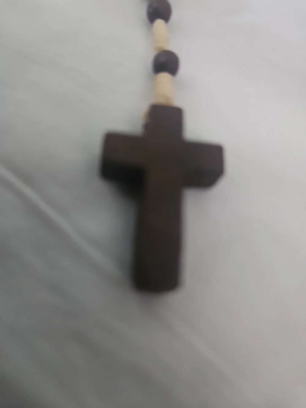 Kids Brown Wood Bead Cross Necklace — Natural Faith Pendant